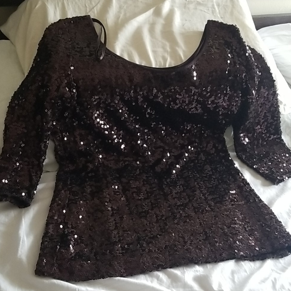 Brown sequins top
